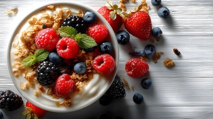 Healthy breakfast bowl with berries