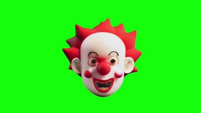 3D clown mask animated on green screen background