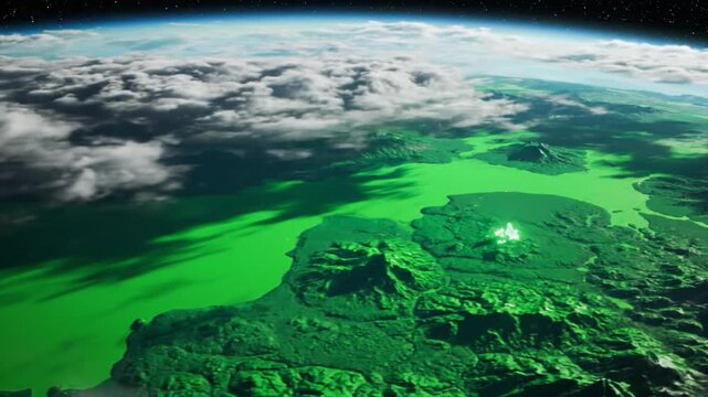 Aerial View of Algae Bloom in Water.