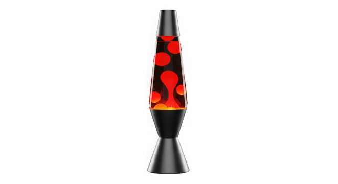 Black lava lamp with red liquid on transparent background isolated on transparent background