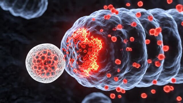 Eosinophil Cell Attacking Parasitic Worm in 3D Immunology Visualization