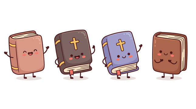 bible cute cartoon vector set , isolate on a white background. SVG and PNG