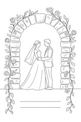 Wedding arch couple illustration