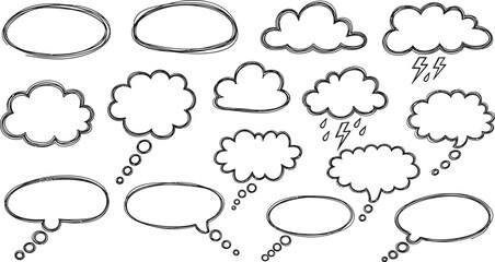 Fototapeta premium Collection of Cartoon Speech Bubbles and Clouds.