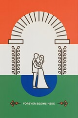 Minimal wedding arch card design