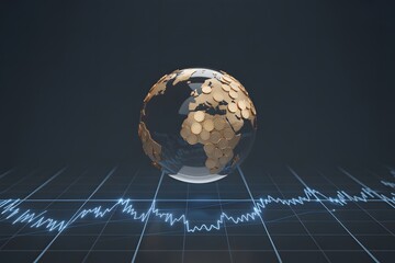 3D golden globe finance concept