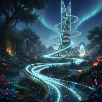 A slender continuous line of light that winds like a rivulet evo