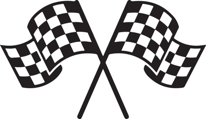 Crossed Checkered Flag Silhouette Vector Racing Finish Line Motorsport Icon