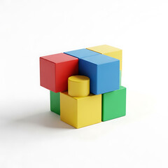 Obraz premium Colorful building blocks arrangement stacked in geometric shape