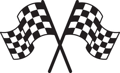 Crossed Checkered Flag Silhouette Vector Racing Finish Line Motorsport Icon