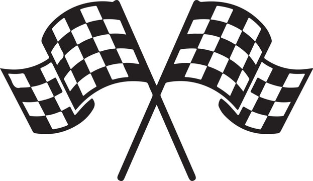 Crossed Checkered Flag Silhouette Vector Racing Finish Line Motorsport Icon