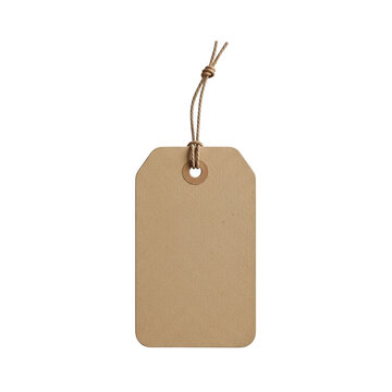 Brown kraft paper tag attached with a string for labeling or packaging purposes