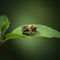 緑葉の宝石：蜜蜂の静止画