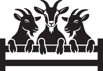Curious Funny Goat Silhouette Vector Illustration Isolated on White Background