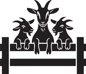 Curious Funny Goat Silhouette Vector Illustration Isolated on White Background