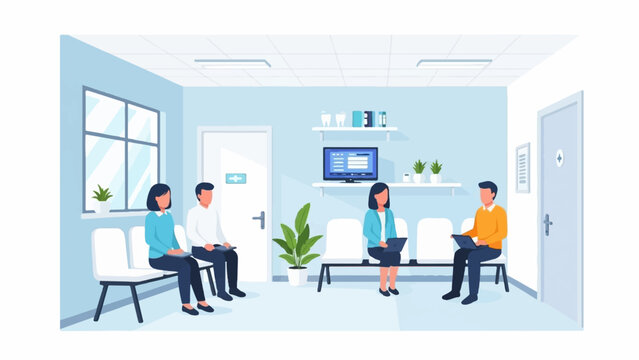 People waiting in a clean, modern dental office reception area