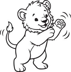 Cute Baby Lion Outline Silhouette Vector Illustration Simple Kids Animal Design