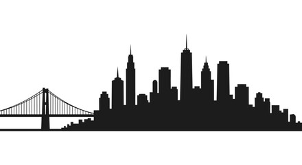 Obraz premium Urban Cityscape Skyline Silhouette Vector Illustration and Bridge