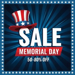 Naklejka premium Memorial day sale 50 80 off patriotic discount event