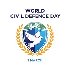 Obraz premium World civil defence day emblem featuring a dove and globe illustration