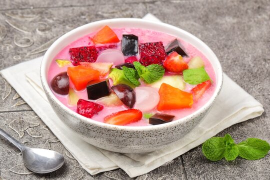 Es Buah or Sop Buah. Fruit soup is a soup that is prepared using fruit as the main ingredient