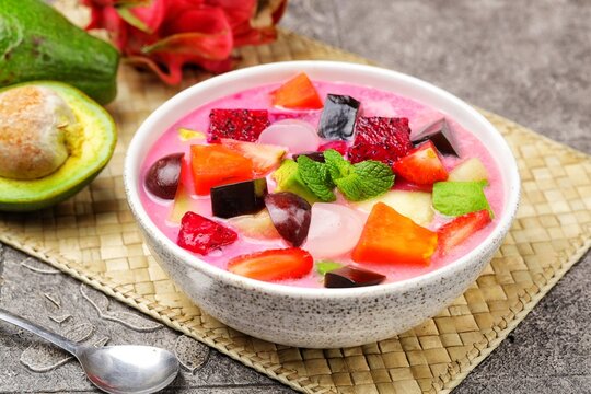Es Buah or Sop Buah. Fruit soup is a soup that is prepared using fruit as the main ingredient