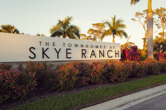 The Townhomes of Skye Ranch, Sarasota, Florida neighborhood monument