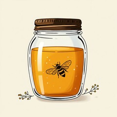 蜜蜂と蜂蜜のイラストレーション
