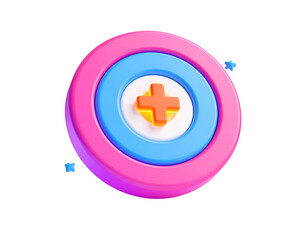 Obraz premium 3D target with plus sign in center, colorful concentric circles