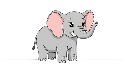 線画で描く、優しい象