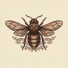 蜜蜂の紋章：緻密な手描きイラスト