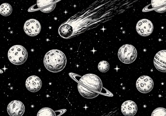 インクの宇宙：星屑と惑星のダンス