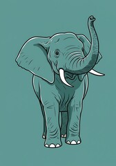 優しい巨象の線画イラスト