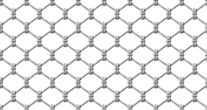 Thick white rope net with diagonal diamond weave pattern