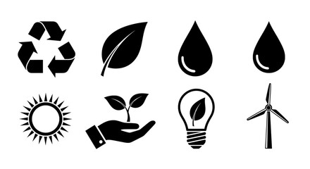 Eco-friendly icons for sustainable living and environmental conservation