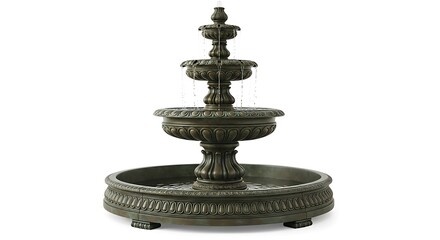 Ornate bronze fountain sculpture isolated on white background