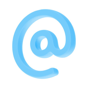 3D Email At Symbol Icon in Blue Color for Contact, Email Address, Communication and UI UX Design &ndash; Transparent Background