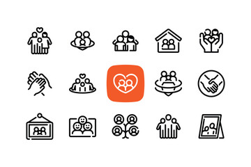 Outline Minimal Family Icons Set