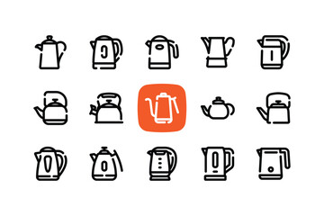 Outline Minimal Kettle Icons Set