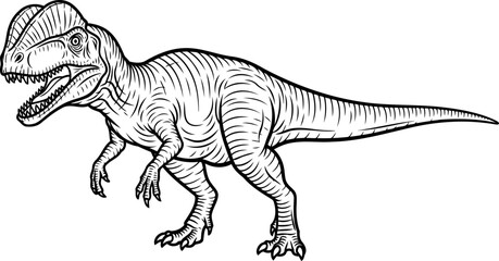 Double crested dilophosaurus theropod predator sketch