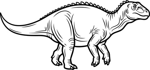 Obraz premium Duck billed hadrosaur dinosaur walking illustration