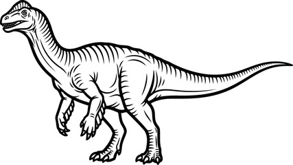 Fototapeta premium Edmontosaurus hadrosaurid herbivore with small head crest drawing
