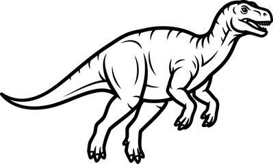 Fototapeta premium Fast running hadrosaur dinosaur side view sketch
