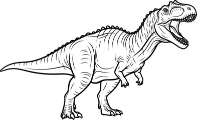 Fototapeta premium Giganotosaurus giant predator dinosaur roaring outline