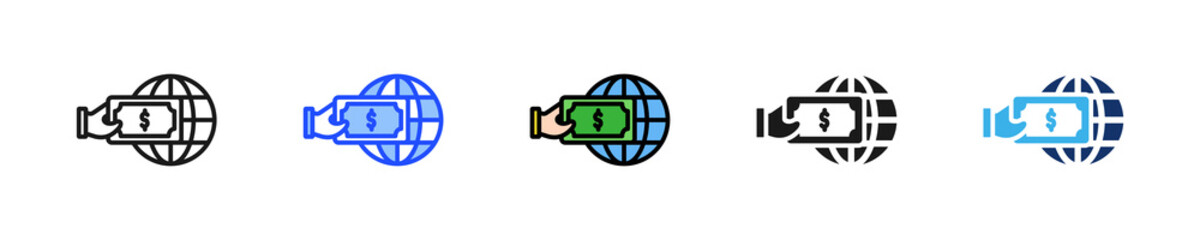Global Spending Icon Collection With Multiple Styles