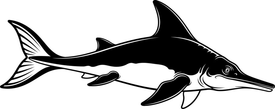 Ichthyosaurus marine reptile swimming prehistoric aquatic creature illustration