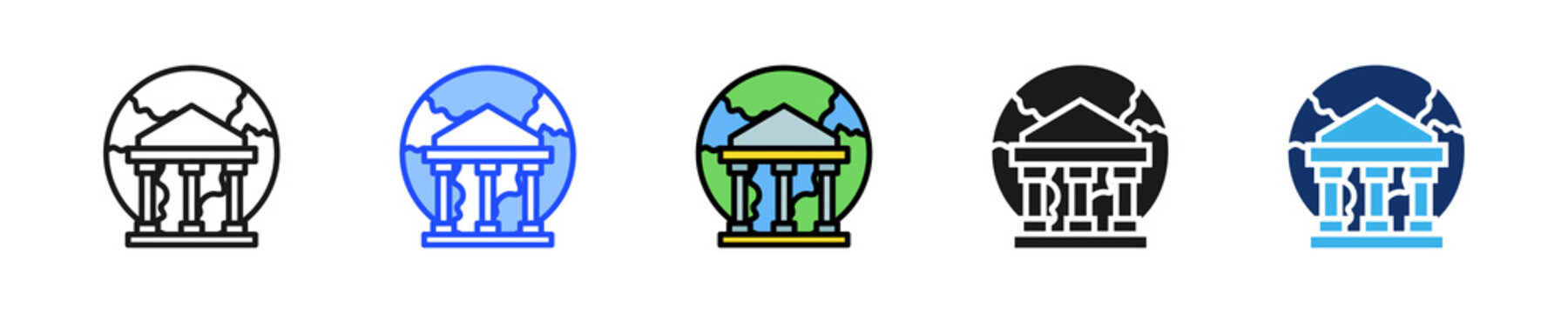 World Banking Icon Collection With Multiple Styles