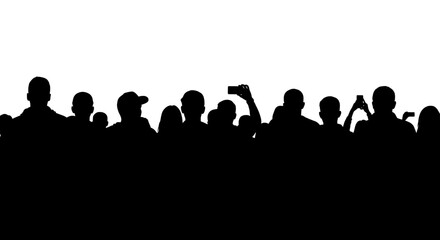 Obraz premium A group of people silhouetted against a white background