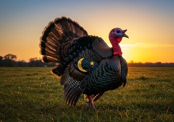 夕焼けの七面鳥
