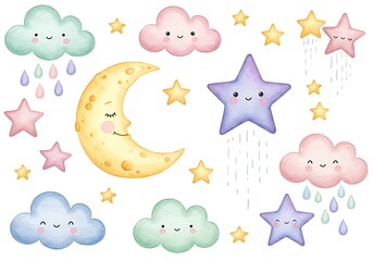 水彩の夢見る夜空